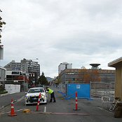 Looking back towards the Casino.  The white building behind it (Copthorne Hotel) is visibly twisted.