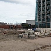 All that's left of the Presbyterian Church on the opposite corner.