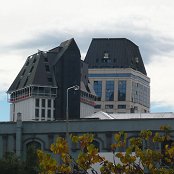 You can see the distortion in the Hotel Grand Chancellor.  If it had fallen down during the Feb 22 quake I'd have been squashed.